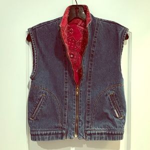 Jordache Vintage 1980s Denim & Red Bandana Vest